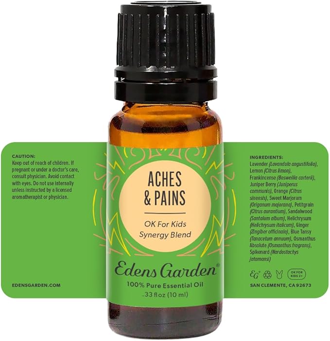 Edens Garden Aches & Pains Essential Oil Blend- 100% Pure Premium Grade, Undiluted, Natural, Therapeutic, Aromatherapy, The Best for Diffusing, Skin & Kid Safe, Face, Humidifiers 10 ml (.33 fl oz)