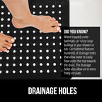GORILLA GRIP Patented Square Shower Stall Mat, Small Bathtub Floor Mats for Stand Up Showers, Suction Cups and Drainage Holes, Machine Wash, Soft on Feet, Bathroom Accessories 21x21 Inch, Black Opaque