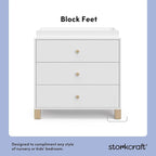 Storkcraft California 3-Drawer Chest with Removable Changing Topper (White with Driftwood) – GREENGUARD Gold Certified, Interlocking Drawer System, Pre-Installed Tracks, Easy Assembly