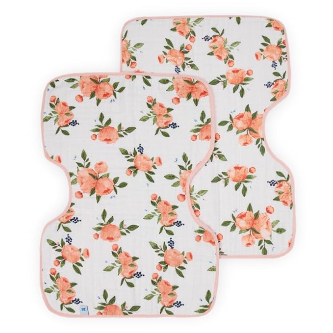 Little Unicorn Ultra-Absorbent Premium Burp Cloth 2 Pack | Soft on Baby's Skin | Larger Size | Ergonomic Design | Set of 2 (Watercolor Roses 2)