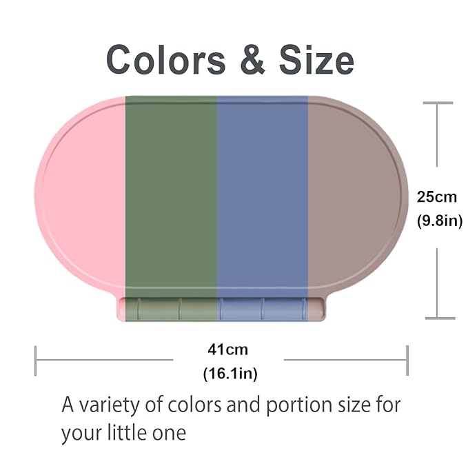 Silicone Placemat for Baby, Silicone Baby Toddlers Non-Slip Tablemats Stain Resistant Anti-Skid Reusable Dishwasher Safe Table Mats, Portable Food Mat Travel (Oxford Green/Lake Blue)