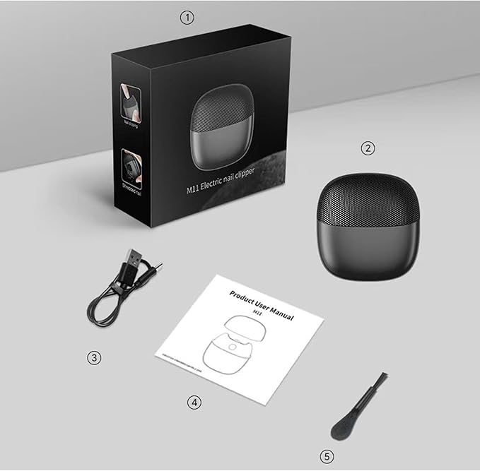 YFLife 2025 Electric Nail Clipper Integrated Cutting and Grinding, with Led Light, 2 Speed, Quiet and Portable Baby Nail Trimmer for Autism Kids Adult Seniors (Black)