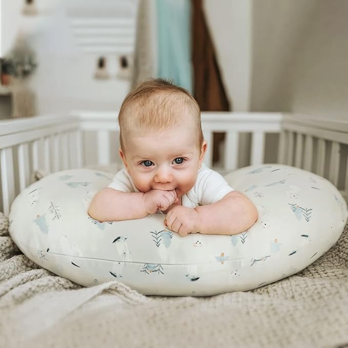 GRSSDER Nursing Pillow Cover Stretchy Minky Removable Nursing Covers for Breastfeeding Pillows, Ultra Soft Comfortable Slipcover for Boy and Girls, Cute Wild Forest Mongooses Pattern