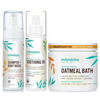Mambino Organics Soothing Bath Set, Organic Oatmeal Bath Soak, Soothe Me Shampoo & Body Wash, and Calming Oil, Gentle for Sensitive Skin, Vegan, Baby Bath Essentials, 3-Pack, 5.5 oz Each