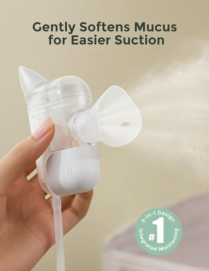 Momcozy BreezyClear Pro™ Nasal Aspirator for Baby, Hospital-Grade 75 kPa Nose Sucker with 9 Adjustable Suction Levels, Electric Nose Cleaner for Toddler, Light & Music Soothing