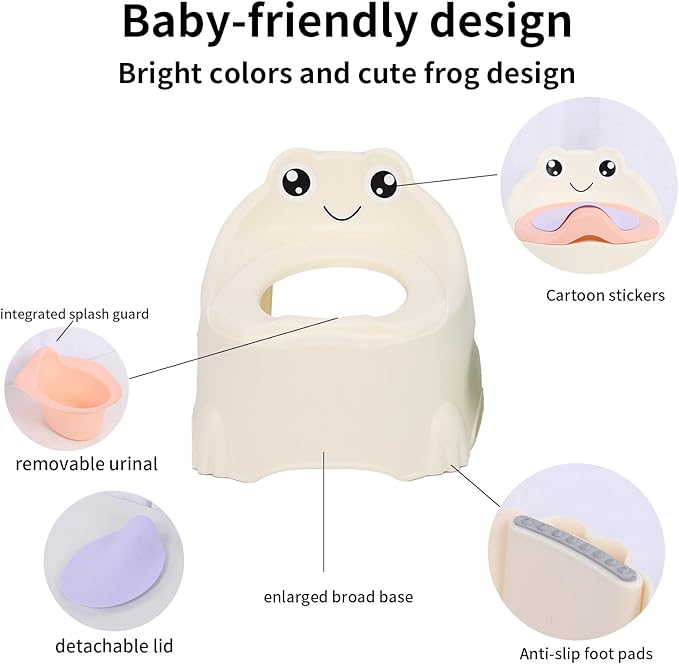 Potty Training Toilet Seat for Toddlers, Portable Travel Potty with Removable Bowl, Splash Guard, Frog Expression Sticker, Kids Potty for Boys Girls Ages 1-3(Pink)