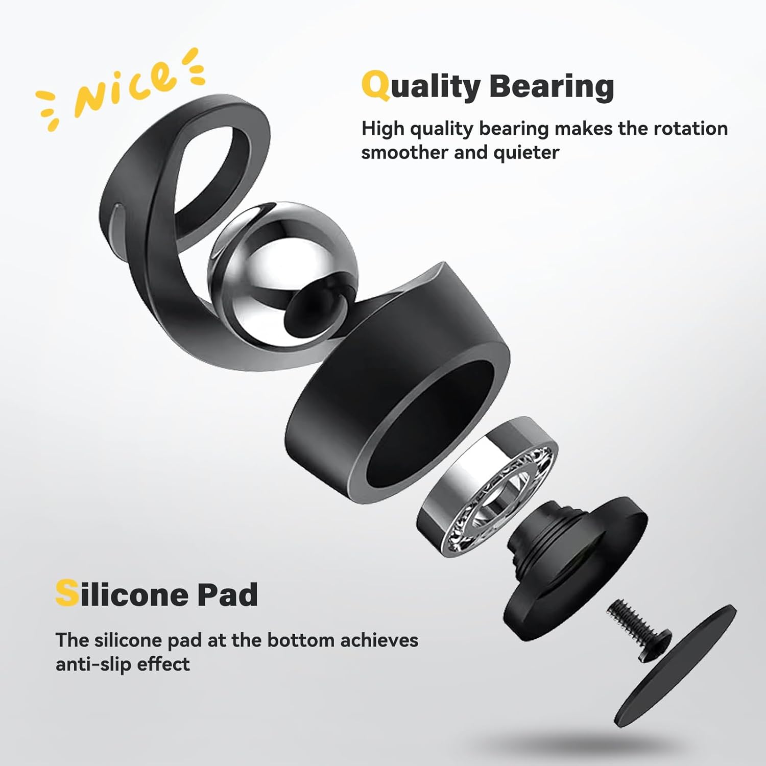 Kinetic Optical Illusion Toys, Kinetic Desktop Fidget Spinner Toys, Cool Gadget Desk Toy Fidget Toys Gift for Various Holidays, Kinetic Spinner Ball Relieve Stress Anxiety for Kids and Adults (Black)