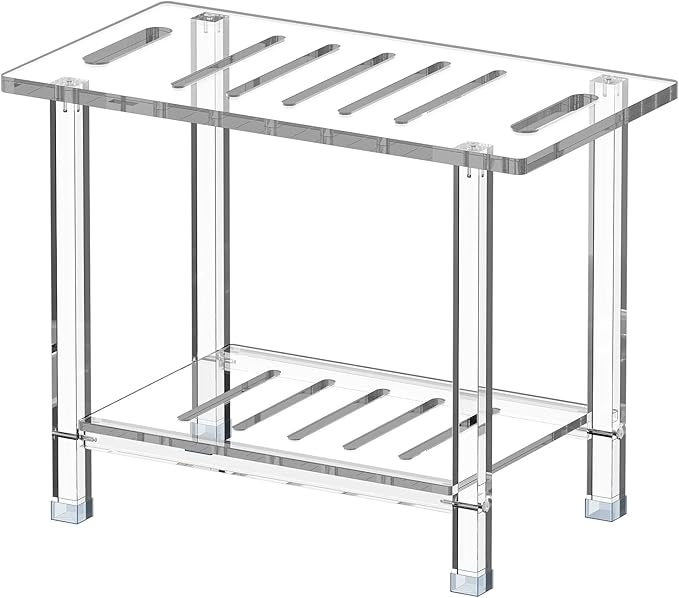 Sumerflos Acrylic Shower Bench for Inside Shower - 24.02" L x 12.99" W x 18.31" H Bathroom Shower Stool with Storage Shelf Heavy Duty (Hold Up to 400lbs) for Shaving Legs Waterproof Non-Slip