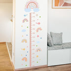 3D Cartoon Height Growth Chart for Kids - Removable DIY Pink Rainbow Wall Decal Peel and Stick Stars and White Clouds Wall Art Decor for Kids Nursery, Bedroom, Bathroom