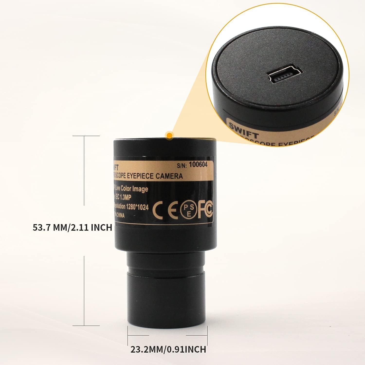 Swift SW380B Binocular Compound Microscope with 1.3MP Camera and 5 Prepared Slides+5 Blank Slides, 40X-2500X,Mechanical Stage