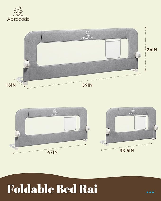 47" Upgraded Bed Rails for Toddlers with U-Shape Base, Toddler Bed Rails with More Stable and Secure,Suitable for Twin,Full,Queen Size Bed,High/Low Mattresses, Box/Platform Bed(Gray)