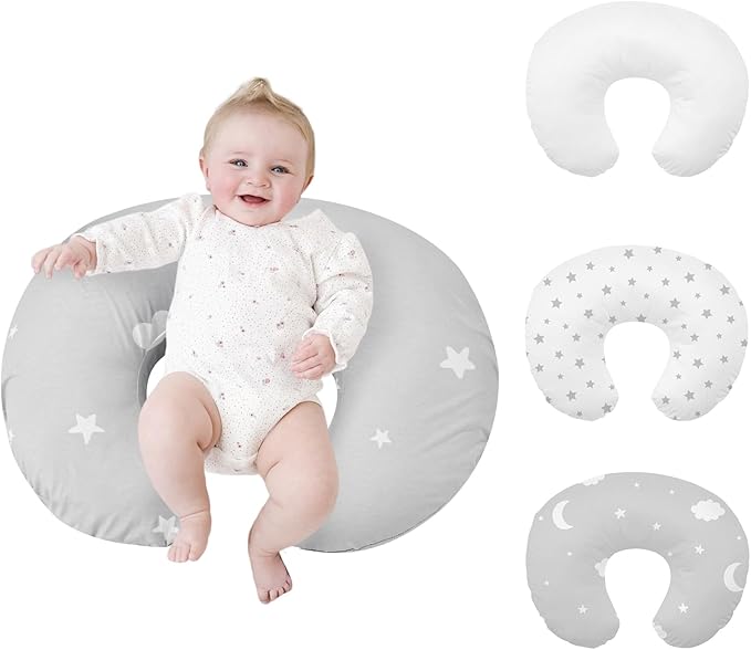 Nursing Pillow, Breast Feeding Pillows for Mom, Soft Cover with Breathable Filling, Ergonomic Breastfeeding, Bottle Feeding and Bonding, Multifunctional Support Cushion for Travel (Star)