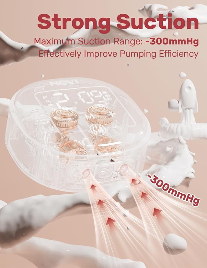 NCVI Wearable Breast Pump Hands Free with 21/24mm Flange, Portable Breastfeeding Pump with Motor Buckle for Travel & Work Equipped with Third-Generation Anti-Spill Collection Cups (On-The-Go Size)