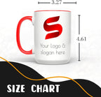 Personalized Coffee Mug 15 Oz, Custom Picture Text or Logo Ceramic Mug, Customized Gift for Men & Women, Taza Personalizada with Photo and Words, Customizable Large Tea Cup | White - Red