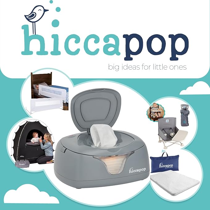 Hiccapop Baby Wipe Warmer and Baby Wet Wipes Dispenser | Baby Wipes Warmer for Babies | Diaper Wipe Warmer with Changing Light, Gray