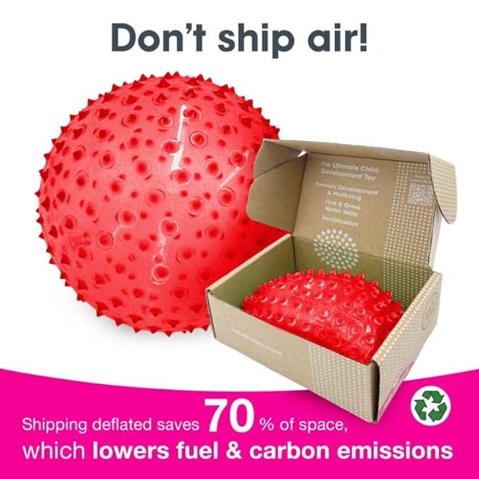 Edushape Original Sensory Ball - 7" Transparent Red Baby Ball for Gross Motor Skills Development (6 Months & Up)