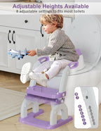 Potty Training Seat with Step Stool Ladder, Potty Training Toilet Seat with Soft Seat Splash Guard, Adjustable Height, 2 in 1 Potty Seats for Toddlers Kids Boys Girls