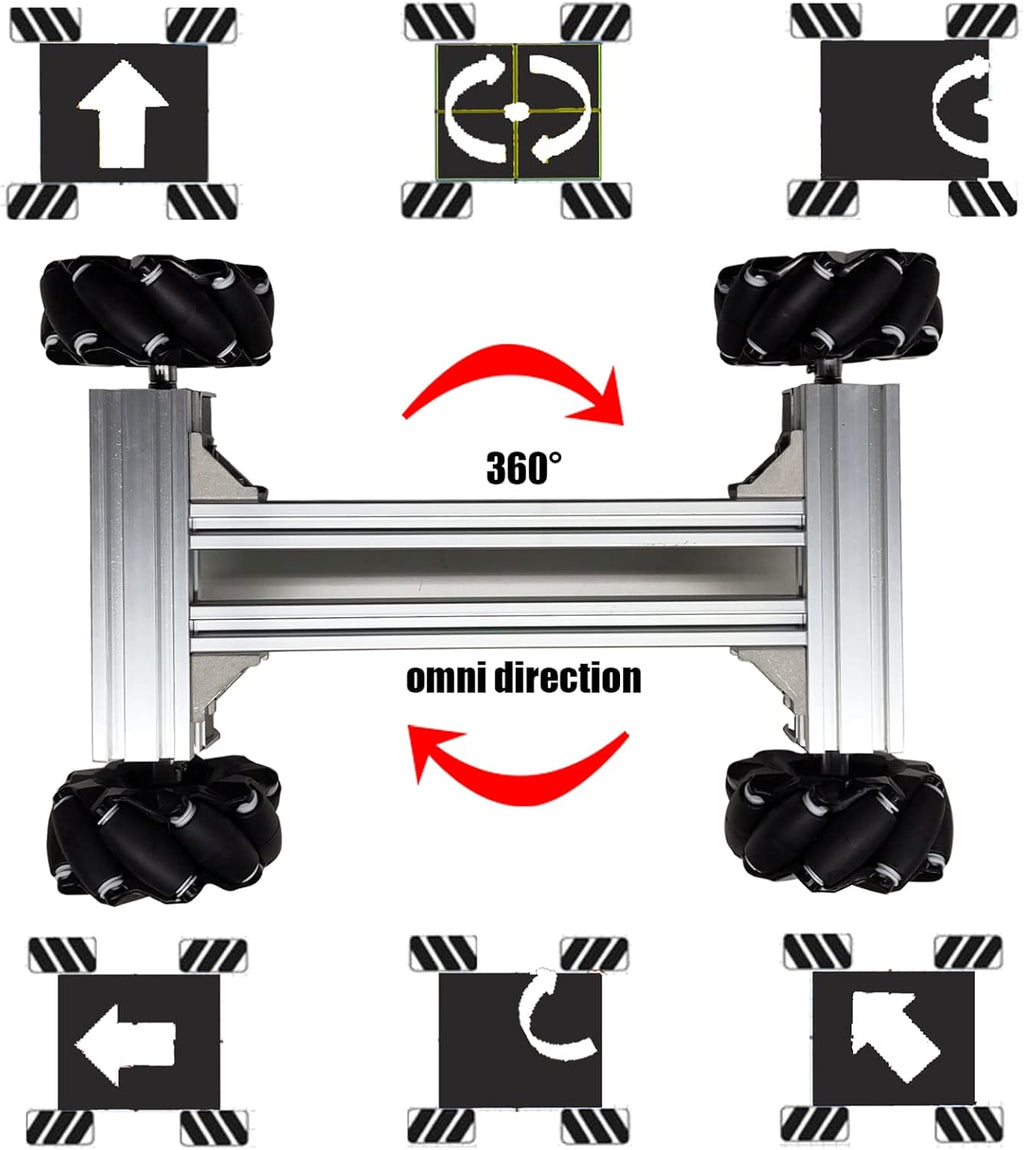 Professional Smart 4WD Metal Robot Car Chassis Kit with 97mm Mecanum Wheels, DIY RC Robotic Moving Platform,for AGV, School Eduactional Science Kits, Remote Control Robotic STEAM Model Experiment
