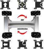 Professional Smart 4WD Metal Robot Car Chassis Kit with 97mm Mecanum Wheels, DIY RC Robotic Moving Platform,for AGV, School Eduactional Science Kits, Remote Control Robotic STEAM Model Experiment