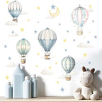 Balloon Wall Decals for Kids Room: Peel and Stick Hot Air Balloon Stars Cloud Wall Stickers - Baby Nursery Boys Room Girls Bedroom - Children Supplies Ages 1-12 Years Wall Decor Art