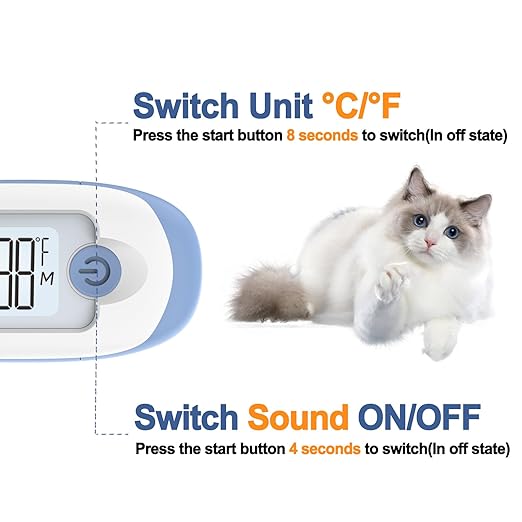 Pet Thermometer, Friendly Short Probe,Comfort Flexible,10-Sec Reading, Rectal Thermometer for Dogs Cats,30 Probe Covers Include