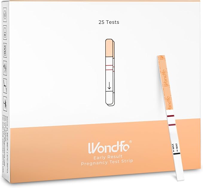 Wondfo Early Result Pregnancy Test Strips - Get Results 6 Days Sooner Than Missed Period-Sensitive and high-Accuracy HCG Testing Kit at 10 MIU/ml Cut-Off -[25 Packs]