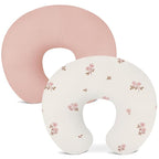 Nursing Pillow Covers 2 Pack, Muslin Nursing Cover for Breastfeeding Pillows, Comfortable for Baby Girls and Boys (Flower G & Pink)