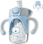 Bunnytoo Baby Sippy Cup with Weighted Straw for Infants 6-12 Months, 8oz Toddler Drinking with Handles, BPA-Free, Transition Trainer for 1+ Year Old (Blue)