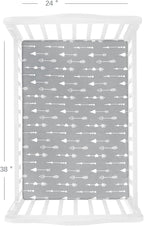 4-Pack Fitted Mini Crib Sheets for Boys and Girls - Breathable, Soft Microfiber Baby Sheets in Grey and Pink