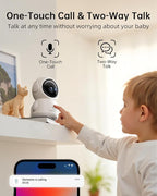 ZUMIMALL Security Camera Indoor, 5G/2.4G WiFi Baby Monitor with Camera and Audio, 2K Wired Pet Cameras for Home Security, One-Click Call, Auto Tracking, Cry/PIR/AI Detection, Alexa/ONVIF/Cloud