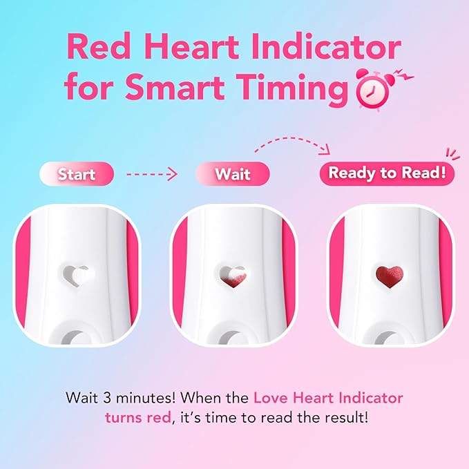 Easy@Home Smart Timing Pregnancy Test: Accurate Early hCG Detection - Fast Results & Easy to Use at-Home Tests with Love Heart Indicator | 5 Pack