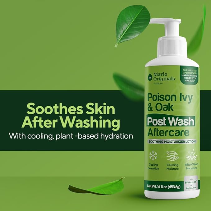 Marie Originals Poison Ivy Soap Bar (2 Pack, 2.9 oz Each) & Aftercare Lotion (16 fl oz) – Natural Cleanser & Soothing Moisturizer for Poison Ivy, Oak & Sumac Exposure