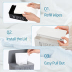 3 Pack Baby Wipes Dispenser Holder Wipe Container for Bathroom with Lid Toilet Tissue Paper Storage Refillable Box for Home Office Cars(Small,Black, White, Gray)