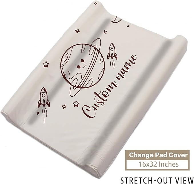 Personalized Baby Crib Bedding Set – Planet Space Theme Nursery Bedding Sets 3 Piece with Custom Name Blanket, Fitted Crib Sheet & Changing Pad Cover – Ideal Newborn Gift for Boys