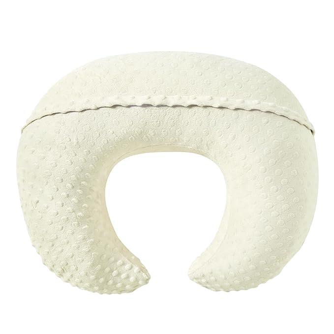 Extra Large Nursing Pillow and Positioner, Breastfeeding, Bottle Feeding, Baby Sitting Support with Soft Minky Cover, Tummy Time Support for Baby Boys and Girls (Cream Yellow, 23.6" x 19.7" x 7.5")
