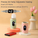 Baby Bottle Warmer,Keep Milk Warm Only (Does Not Heat) 20-Temperature Digital USB Portable Warming Sleeve,Portable Thermo Cover with Digital Display & 20 Temp Settings (Green)