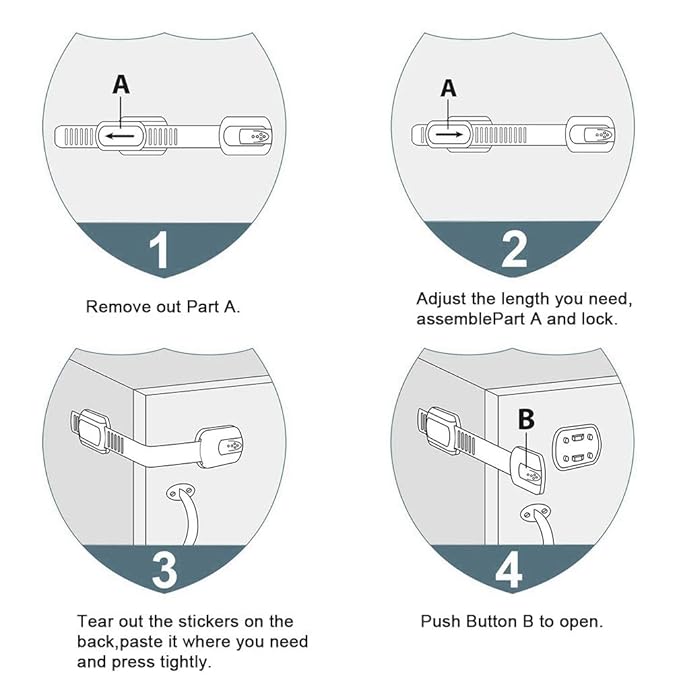 Baby Safety Locks - Maveek 8 Pack Child Proofing Lock For Drawers Doors Cupboard Dresser Door Closet Toilet Seat Oven Refrigerator, Adjustable Transparent Latches, 9 Pcs Extra Adhesive Pads