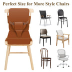 Toddler Booster Seat for Dining Table, Non-Slip Kitchen Chair Booster Seat with Backrest and Adjustable Straps, Portable PU Waterproof Travel Baby Booster Increasing Cushion