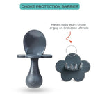 Grabease Baby Feeding Utensils Set - Ergonomic Grip for Self-Feeding - Anti-Choke Collar & Toddler Cutlery Safety - Dishwasher Safe & Travel-Ready Baby Feeding Set - Gray, Pack of 1
