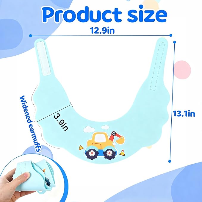 Baby Shower Cap Shield - Adjustable Waterproof Shower Visor for Kids, Soft Baby Hair Washing Shield with Ear Protection, Perfect for Toddlers & Children (Excavator)