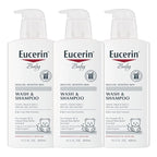Eucerin Baby Unscented Baby Shampoo and Body Wash, Tear Free Shampoo and Wash, 13.5 Fl Oz Pump Bottle, Pack of 3