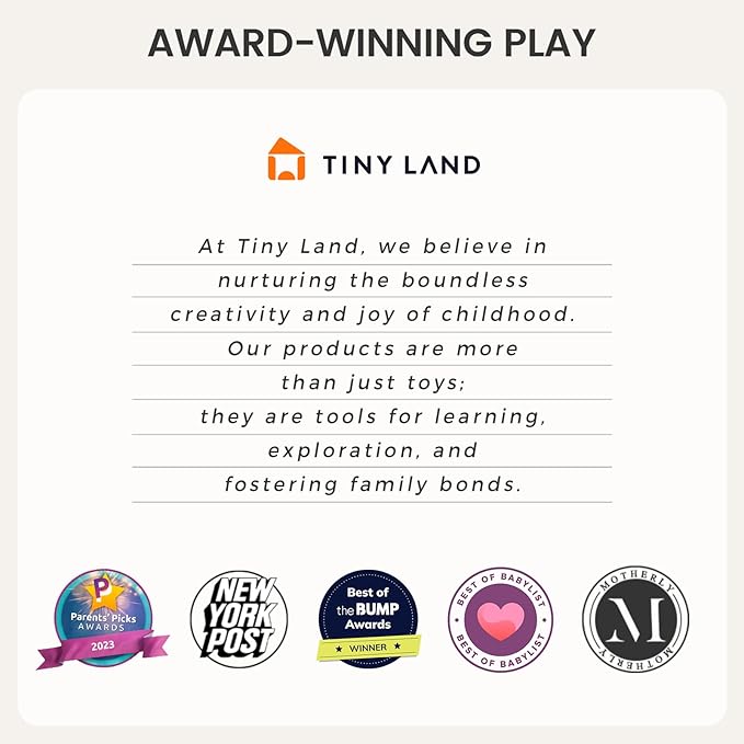 Tiny Land Montessori Baby Toy Set 4-6 Months – Early Learning Motor Skills Development Kit with 4-in-1 Soft Cloth Book, Spinning Rainbow Toy, Silicone Blocks and Baby Tissue Box