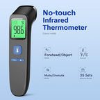 Forehead and Ear Thermometer for Adults and Kids, Fast Accurate Thermometer with Fever Alarm, 1S Reading & Silent Mode, Easy to Use for Baby, Kids & Elderly (Black)