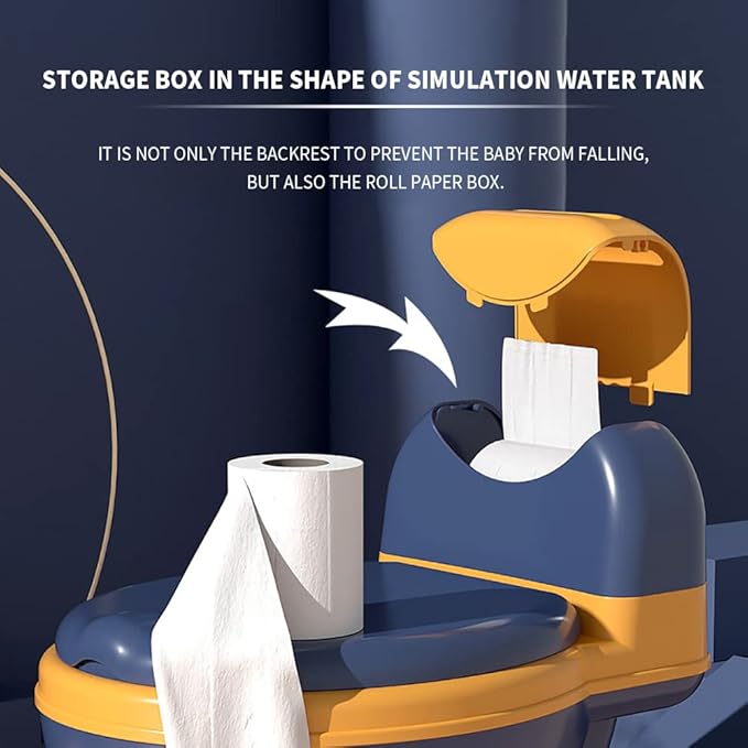 Potty Training Toilet, Realistic Potty Training Seat, Toddler Potty Chair with Soft Seat, Removable Potty Pot, Toilet Tissue Dispenser and Splash Guard, Non-Slip for Toddler& Baby& Kids