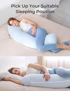 Momcozy Pregnancy Pillows for Side Sleeping, J Shaped Maternity Body Pillow for Pregnancy, Soft Pregnancy Pillow for Head Neck Belly Support, Blue