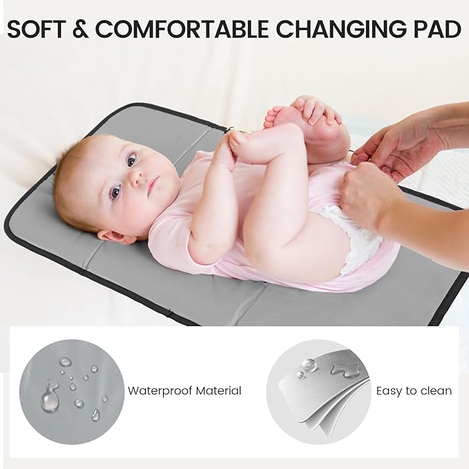 LOVEVOOK Diaper Bag Backpack, Baby Bag with Changing Station, Large Diaper Backpack for Moms Dads, Waterproof Leather Accents Baby Boy and Girl Bag for Travel Baby Essentials