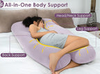 QUEEN ROSE Cooling Pregnancy Pillows, U Shaped Full Body Maternity Pillow for Pregnant Support, Rayon Derived from Bamboo, Buttery Soft, Super Breathable for Hot Sleeper, Purple