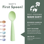 Miniware Silicone Baby Spoon for Training - BPA Free Baby Utensils - Baby Spoons Self Feeding 6 Months | 100% Food Grade Silicone - Modern & Dishwasher Safe Toddler Spoons (Grey & Key Lime)