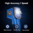 Infrared Thermometer Gun for Cooking, -58℉~1022℉, Digital Laser Temperature Gun for Deep Frying, Pizza, Blackstone, Reptiles, IR Thermometer with Carrying Storage Case, Larger Font, LCD Backlit, Blue