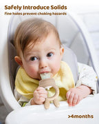 2 Packs Baby Fruit Feeder & Freezer Nibble Tray Combo, Push Pop Baby Food Feeder to Safely Introduce New Foods, Fresh & Frozen Food Silicone Feeder, 100% Food Grade, BPA Free (Caramel & Blue)